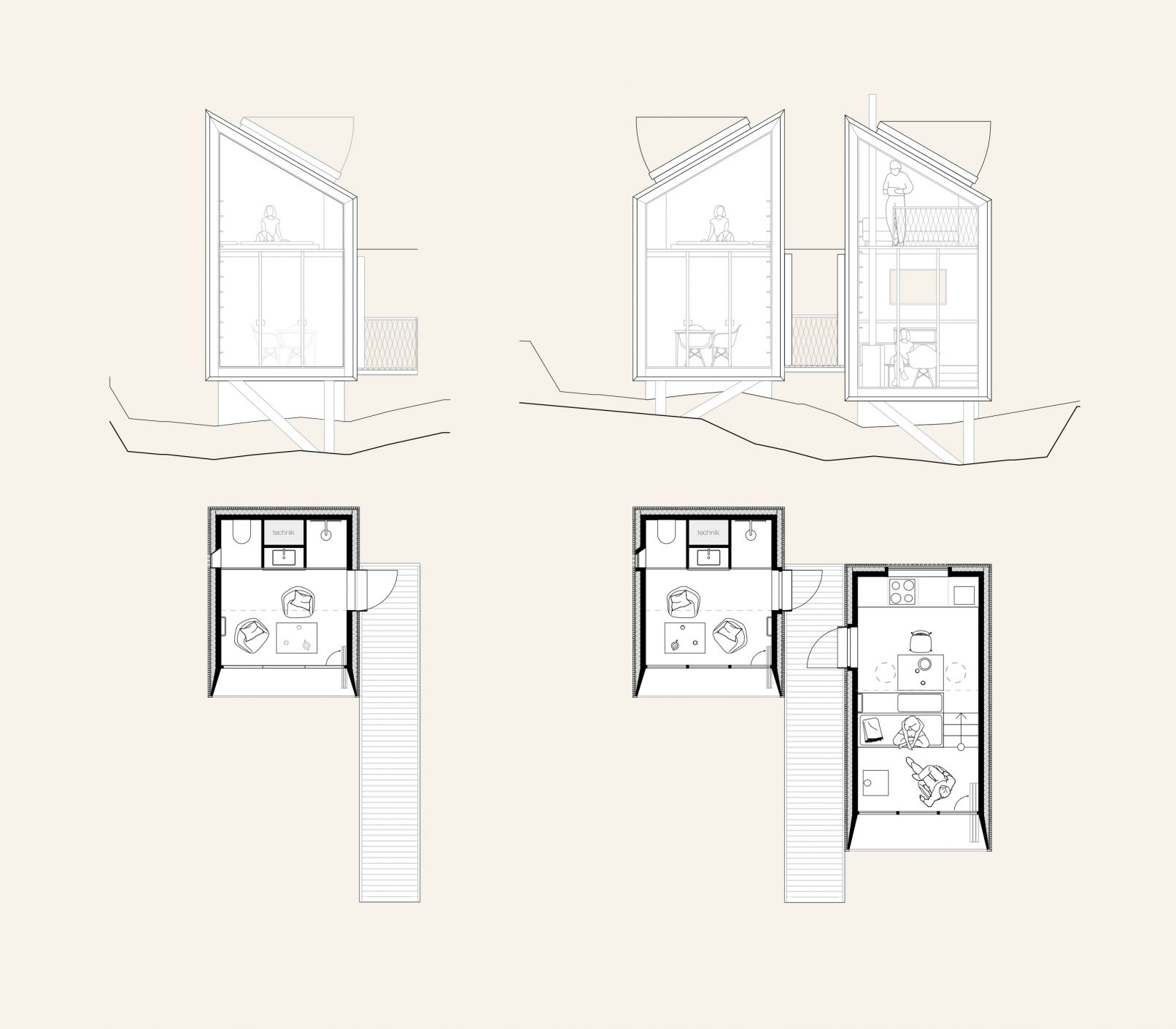 wettbewerb xs ferienhäuser variante zwei gebäude